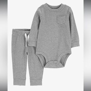 Carter's 2-piece Gray Striped Long-Sleeve Bodysuit